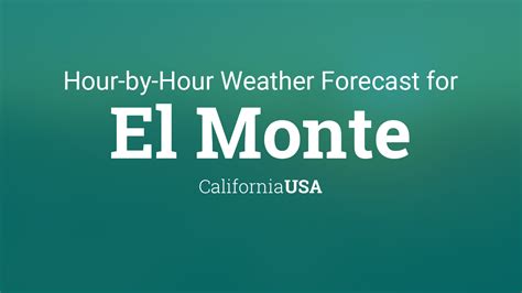 The day's temperature scale will range from a significant high of a tropical 86°F to a minimum of a refreshing 55. . Weather el monte hourly